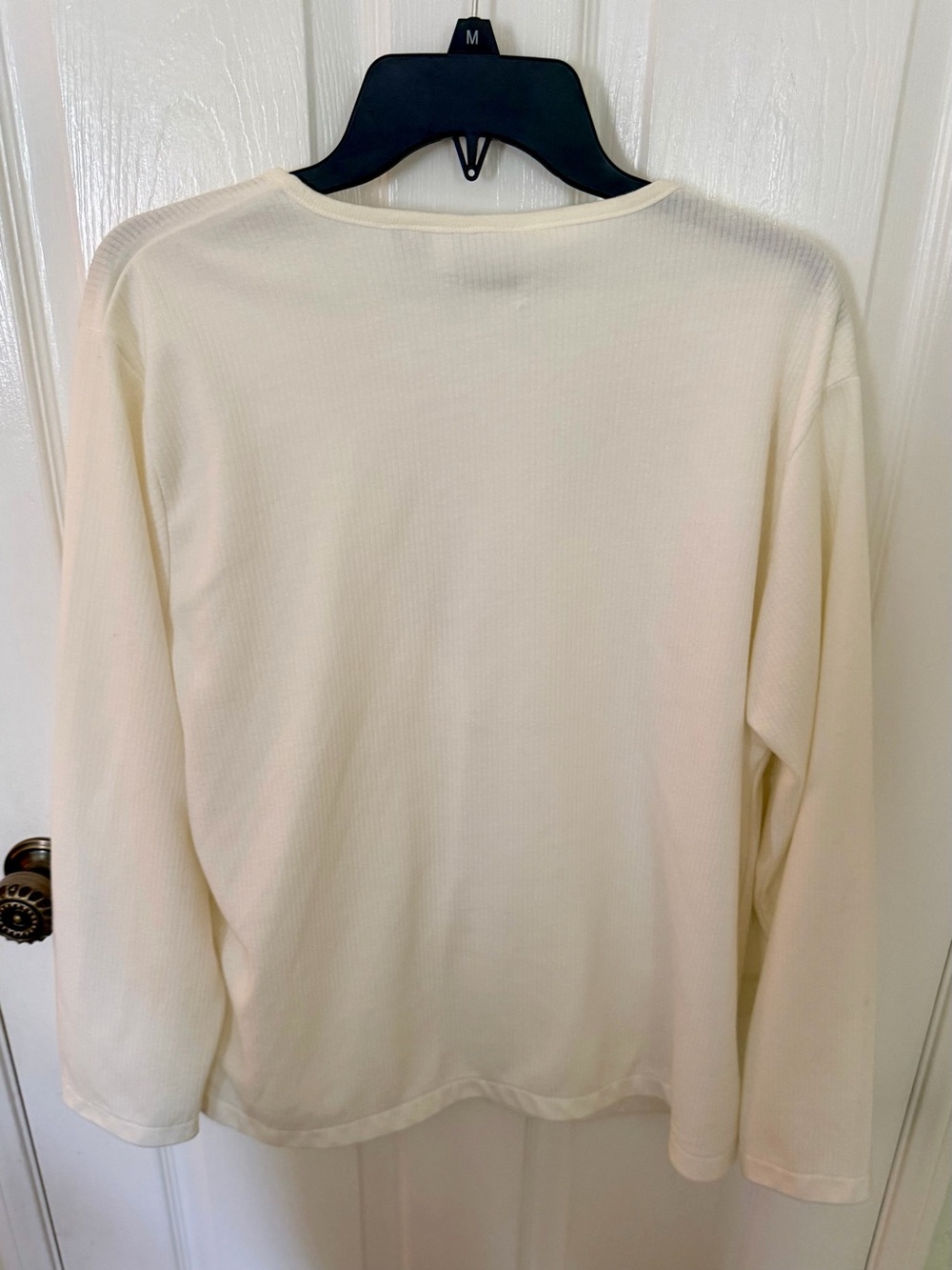 Cream Button-Front Ribbed Cardigan Size Large - Picture 2 of 6